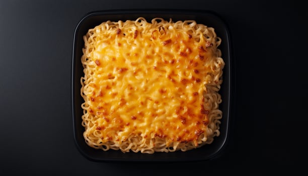 Delicious noodle cheese on black plate with chopstick for simple lunch photo
