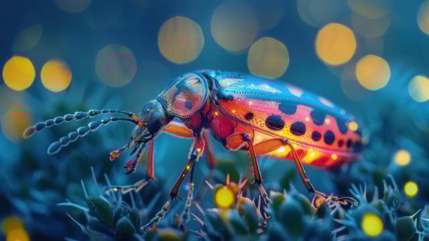 Firefly Beetle with Elaborate Antennae and Iridescent Wings photo