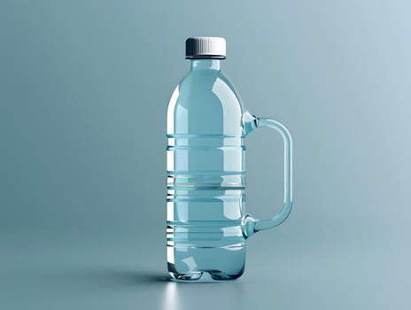 A large plastic bottle with a handle on a blue background photo