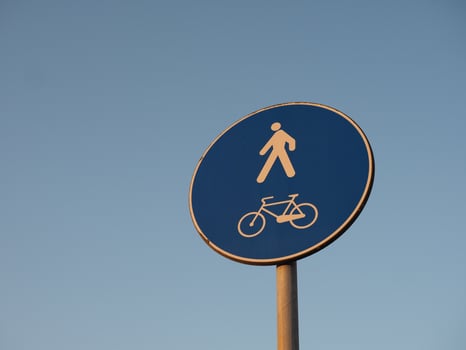 pedestrian zone and bike lane sign photo