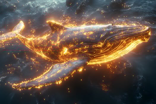 Enchanted Glowing Whale in Ocean Digital Art for Fantasy and Imagination photo