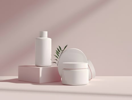 A white container with a plant on top of it photo