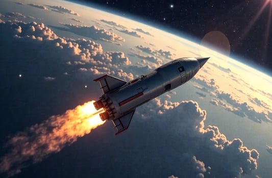 The launch of spacecraft, cosmos mission in an open galaxy photo