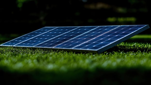 A solar panel on the grass photo