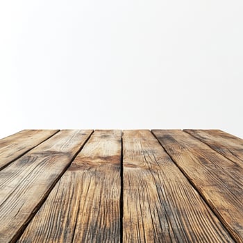 Wooden table with white background photo