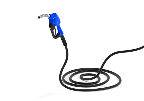 Blue gasoline injector gasoline pump on white background photo