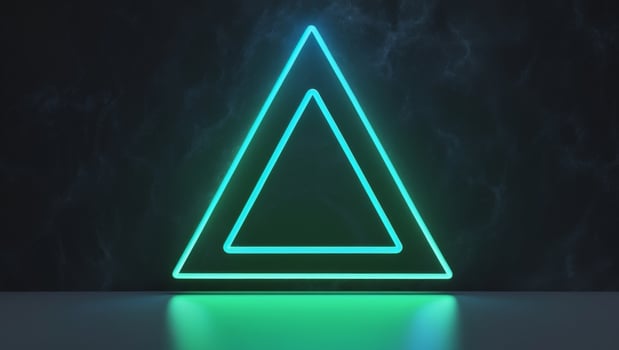 A Stunning Neon Triangle on a Dark Background for Contemporary and Modern Design Aesthetics. photo