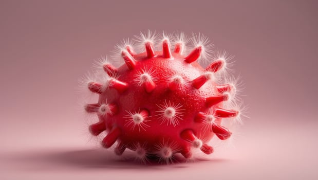 Close up of red rambutan on pink background photo