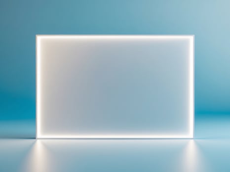 mockup of a blank white sign with a white blue studio background. photo