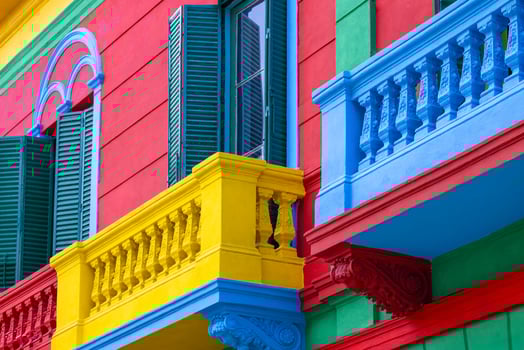 Ccolorful buildings of El Caminito, a popular tourist destination in Buenos Aires photo