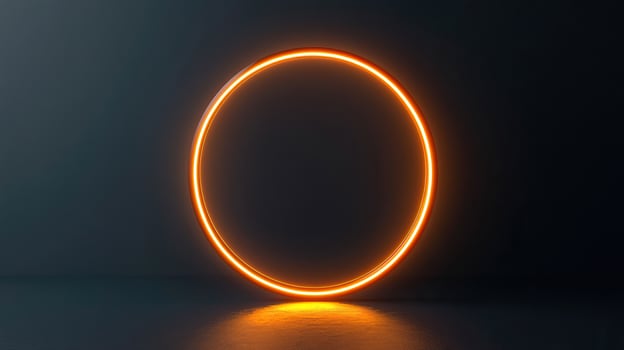 An orange neon circle on a dark background photo