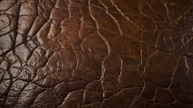 A detailed close-up of cracked and creased leather with a rugged, weathered look. photo