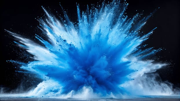 Dynamic particle explosion in vibrant blue isolated environment stunning visuals of fluid dynamics photo