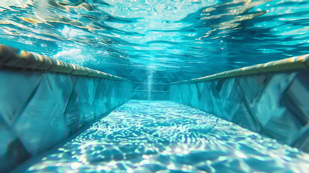 Underwater swimming pool with clear water. Underwater swimming pool. photo