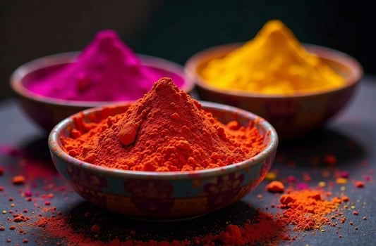 Colorful Traditional fruity Indian Holi Paint dye Spring Festival color photo