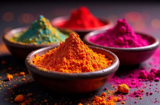 Colorful Traditional Indian Holi Paint dye rich Spring Festival color photo