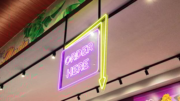 Open order sign at the restaurant. photo