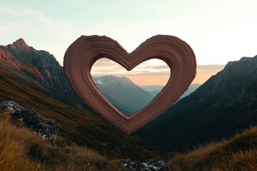 A heart shaped opening in the mountains photo