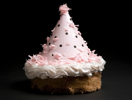 A festive birthday cake with a party hat photo