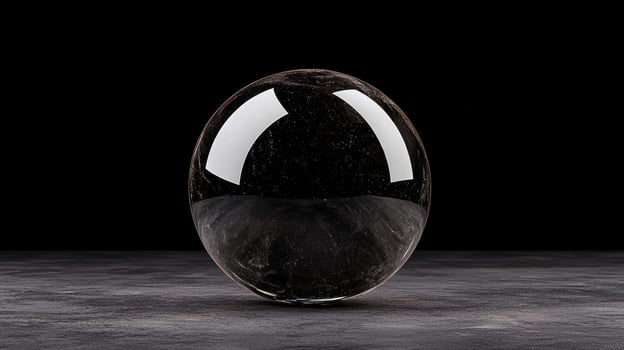 Crystal ball on a dark surface with light reflections photo