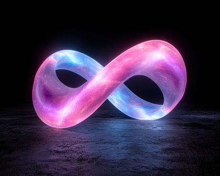 Glowing infinity symbol on a dark background photo