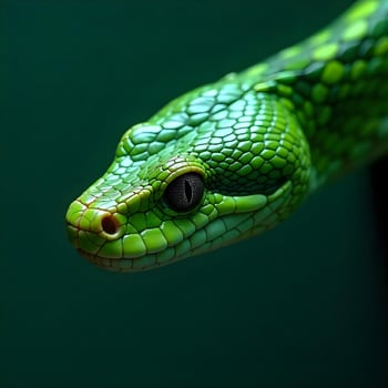 A green snake with a black eye photo