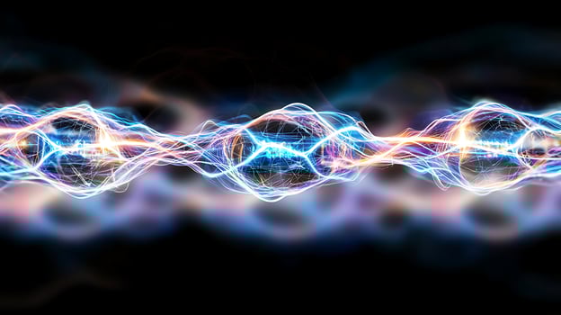 Abstract representation of electric waves in vibrant colors against a dark background photo