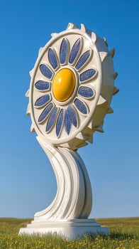 Abstract Blue and Yellow Flower Sculpture photo