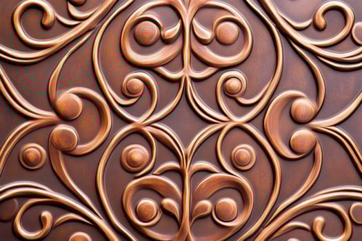 Antique copper embossed artwork showcasing intricate floral patterns with rich textures and elegant vintage craftsmanship photo