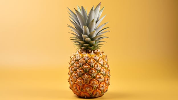 A whole pineapple with green leaves on top photo