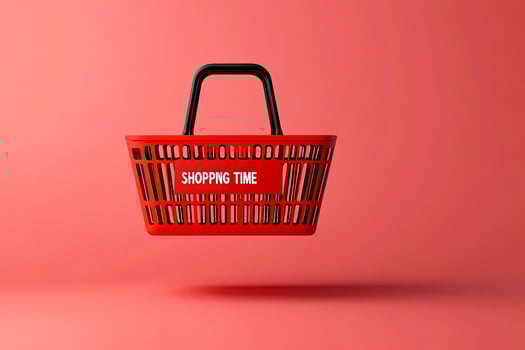 Red Shopping basket on red photo