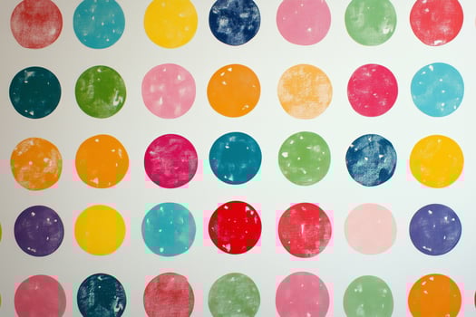 A wall with many colorful polka dots photo