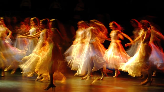 Ballet dancers performing on stage with motion blur effect photo