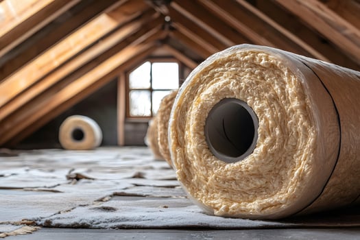 Insulation Rolls in Attic for Energy Efficiency and Home Improvement Projects photo