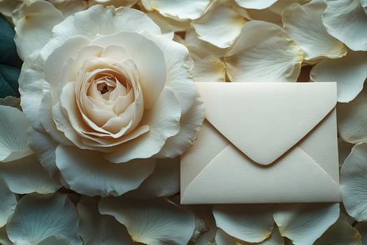 Elegant Rose and Envelope on Petals for Romantic Invitations or Announcements photo