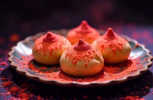 Traditional festive Indian pastries Holi Festival of goodly Colors photo