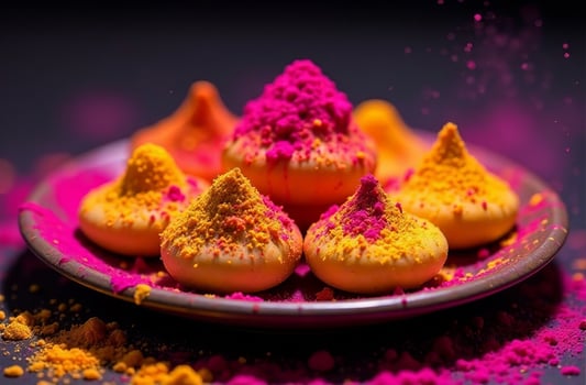 Traditional festive Indian pastries Holi Festival of Colors photo