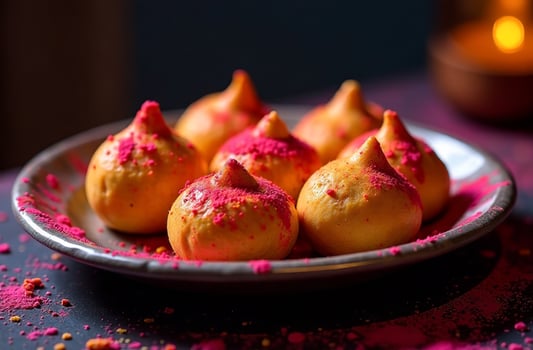 Traditional festive Indian pastries for Holi Festival of goodly Colors photo