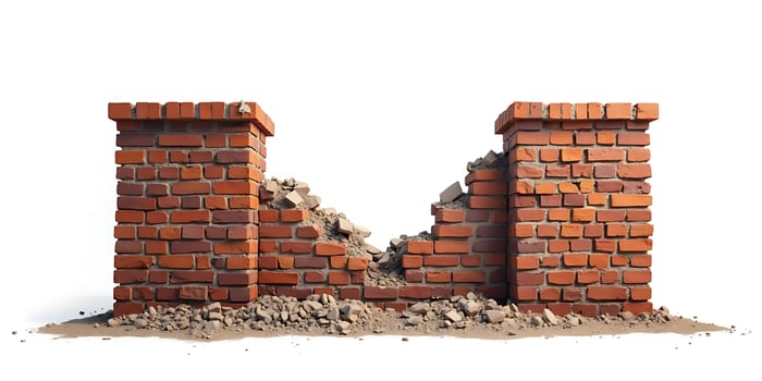 Broken Brick Wall Ruin Stock Photo 3d Render