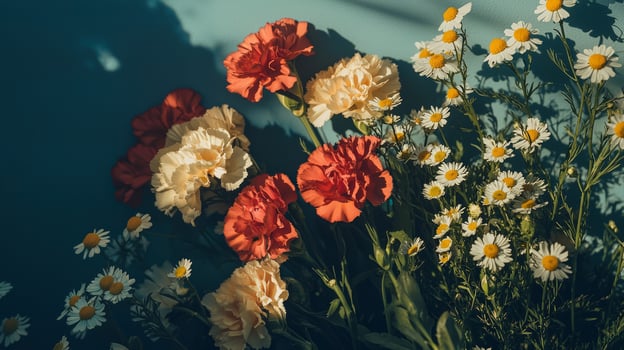Flowers on a blue background photo