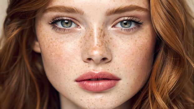 A close up of a woman with freckles photo