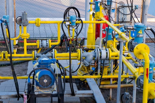 Pressure gauge in oil and gas production process for monitor condition, The gauge for measure in industry job, Industry background and close up gauge , gauge for measure pressure in the process. photo