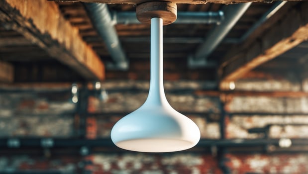 A white light hanging from a ceiling photo