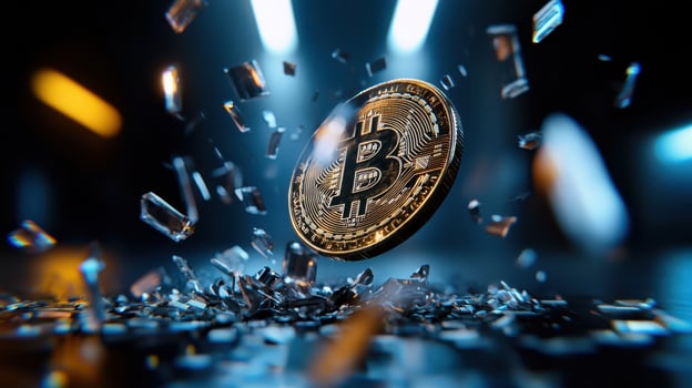 Bitcoin is falling from the sky and hitting the ground photo