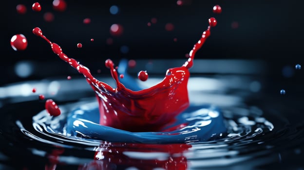 A splash of red and blue paint in the water photo