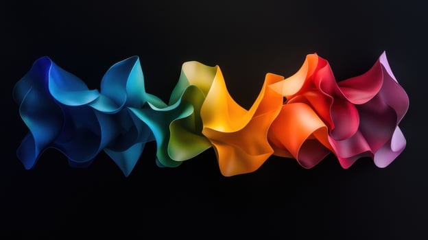 A colorful piece of art with a black background photo