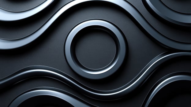 Abstract dark metallic waves background texture design photo