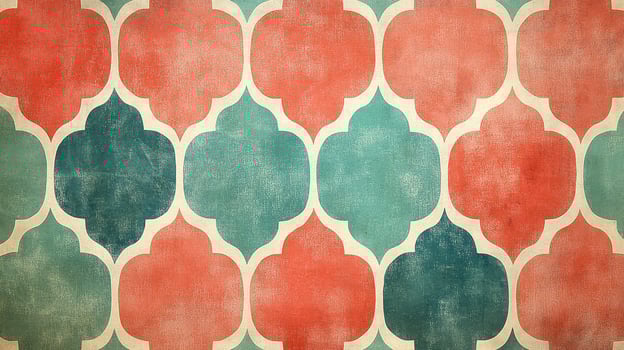 Teal and coral geometric pattern background texture photo
