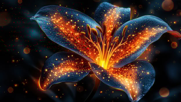 Glowing Lily, Dark Background, Fantasy, Design photo