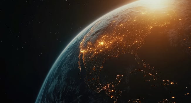 Earth at night with lights from space photo